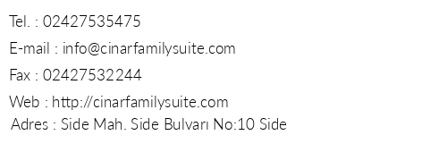 nar Family Suite Hotel telefon numaralar, faks, e-mail, posta adresi ve iletiim bilgileri